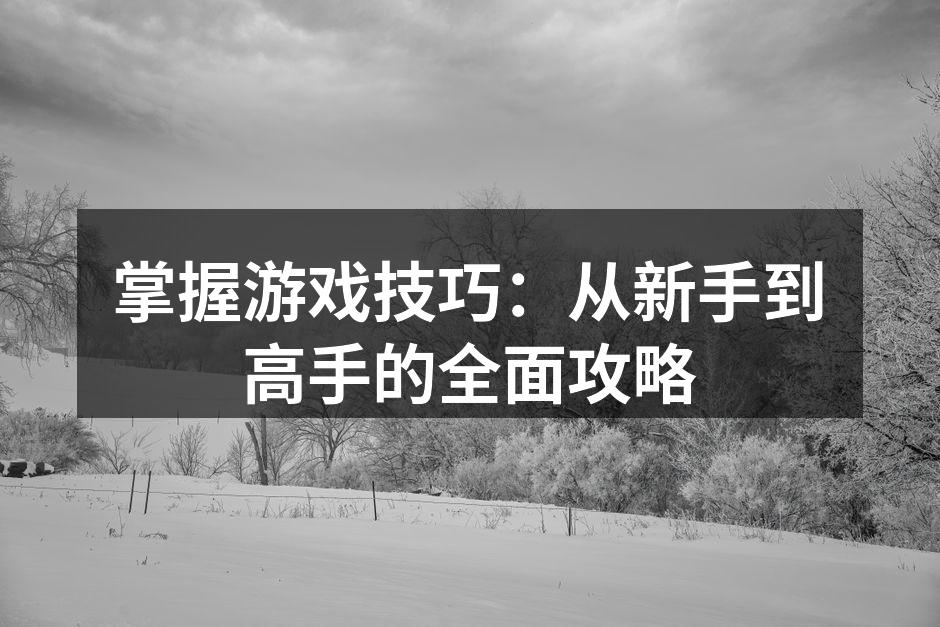掌握游戏技巧:从新手到高手的全面攻略