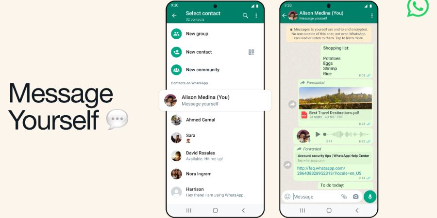 WhatsApp introduces a self-messaging feature
